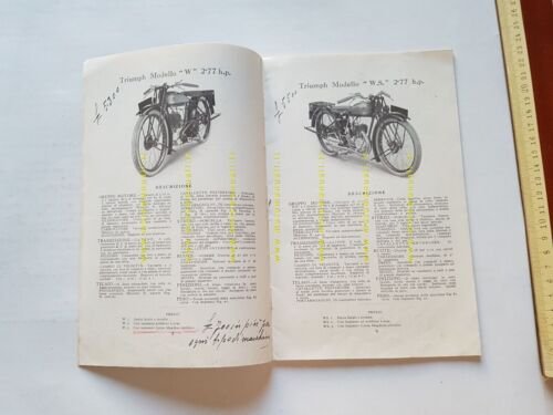 Triumph catalogo produzione 1929 moto depliant originale italiano anteguerra
