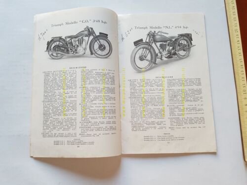 Triumph catalogo produzione 1929 moto depliant originale italiano anteguerra