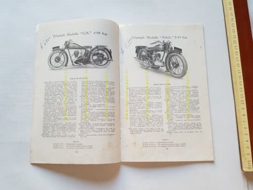 Triumph catalogo produzione 1929 moto depliant originale italiano anteguerra