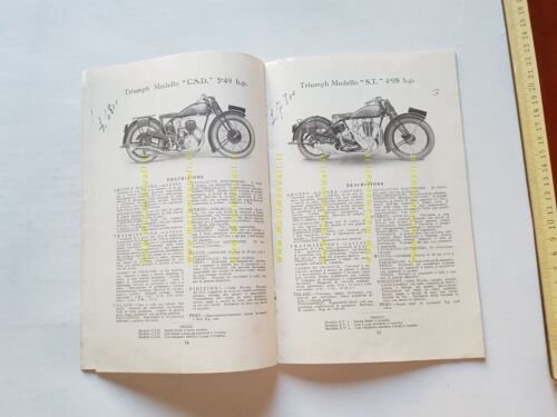 Triumph catalogo produzione 1929 moto depliant originale italiano anteguerra