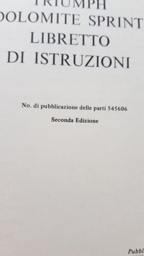Triumph Dolomite Sprint 1973 manuale uso originale genuine owner's manual