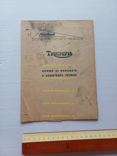 Triumph libretto garanzia importatore italiano anni 50-60 originale