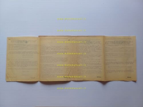 Triumph libretto garanzia importatore italiano anni 50-60 originale