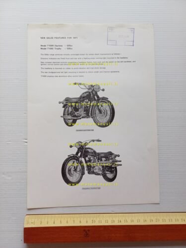 Triumph modelli 1971 500 Daytona -Trophy comunicato stampa press release