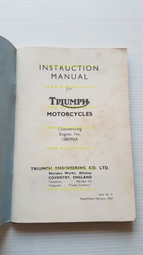 Triumph modelli moto 1954 manuale uso manutenzione libretto originale