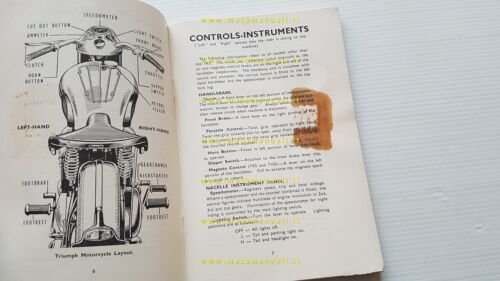 Triumph modelli moto 1954 manuale uso manutenzione libretto originale