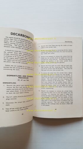 Triumph modelli moto 1954 manuale uso manutenzione libretto originale