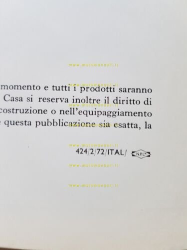 Triumph P.I. 2.500 MK2 1972 depliant originale ITALIANO auto