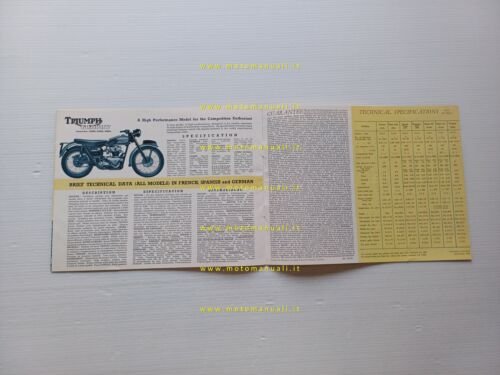 Triumph produzione modelli 1954-55 depliant inglese originale