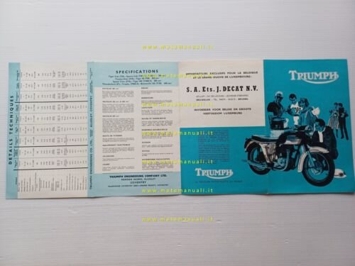 Triumph produzione modelli 1962 depliant francese originale
