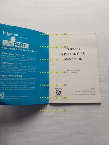 Triumph Spitfire IV 1974 manuale uso manutenzione inglese originale ENGLISH