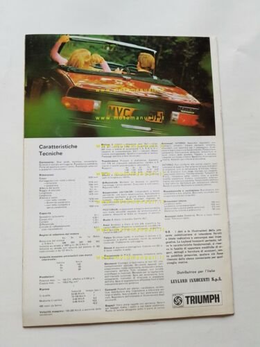 Triumph TR6 P.I. 1973-4 depliant originale auto ITALIANO epoca brochure