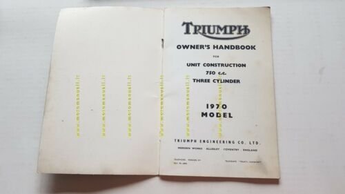 Triumph Trident 750 1970 manuale uso originale INGLESE owner's manual