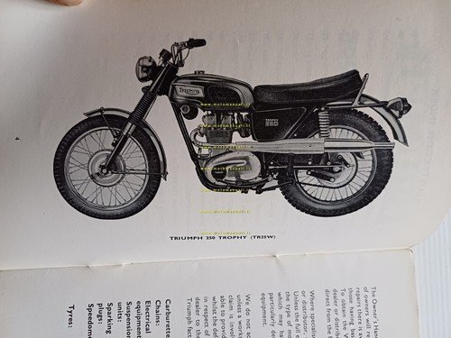 Triumph Trophy 250 1970 TR25W manuale uso manutenzione originale inglese
