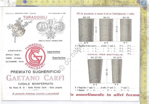 Turaccioli - Libretto Sugherificio Gaetano Carfù - Casale Monferrato | Immagine principale
