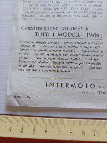 TWN Cornet 200 - 250 SL 1955 depliant italiano originale