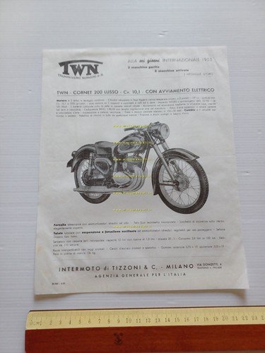 TWN Cornet 200 Lusso Avviamento Elettrico 1956 depliant italiano originale