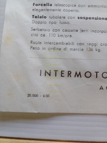 TWN Cornet 200 Lusso Avviamento Elettrico 1956 depliant italiano originale