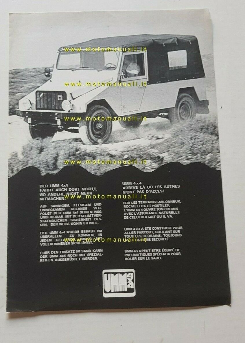 UMM fuoristrada anni 70 depliant brochure originale tedesco francese