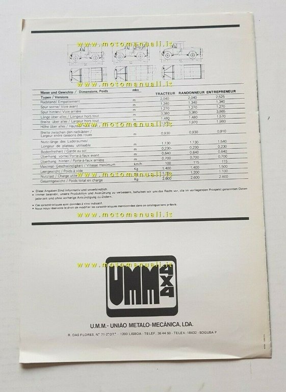 UMM fuoristrada anni 70 depliant brochure originale tedesco francese