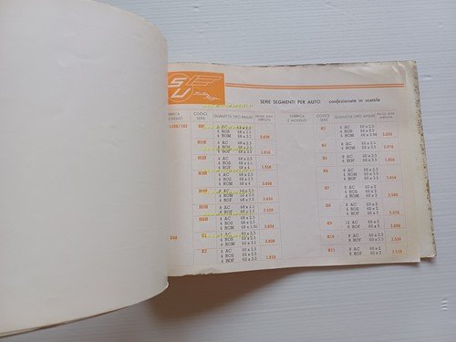 Ungarelli segmenti pistone auto moto catalogo generale anni 50