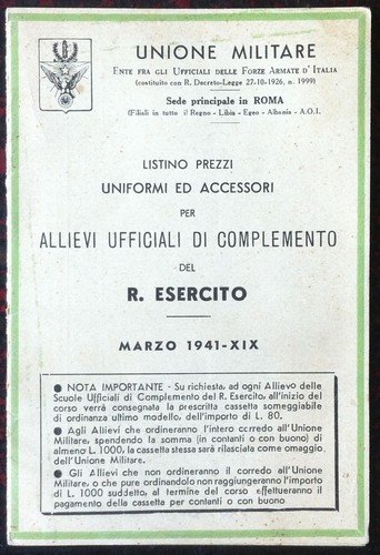 Unione Militare - Listino prezzi uniformi accessori allievi ufficiali - … | Immagine principale