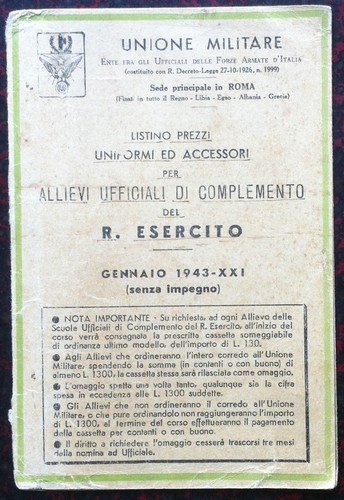 Unione Militare - Listino prezzi uniformi accessori allievi ufficiali - …