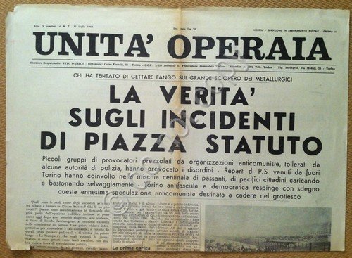 Unità Operaia - Torino - Sindacati - Scioperi metalmeccanici - … | Immagine principale