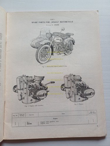 Ural 3 M 66 1966 catalogo ricambi originale moto sidecar