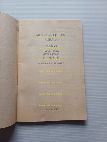 Ural Sidecar modelli 1993 manuale uso manutenzione originale testo francese