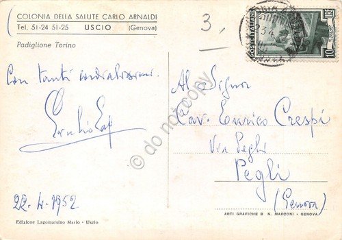 Uscio Genova Colonia della Salute Carlo Arnaldi Padiglione Torino 1952