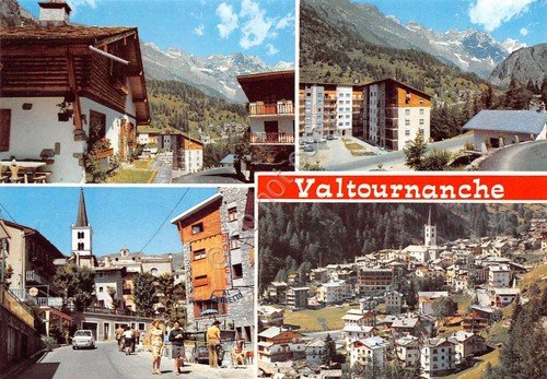 Valtournanche 4 vedute panorama paese cartolina (Aosta)
