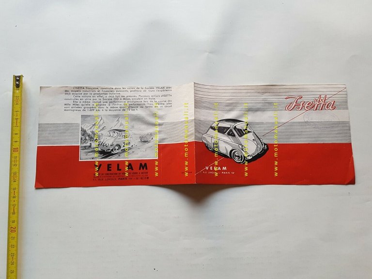 VELAM Isetta 250 1956 depliant originale testo francese