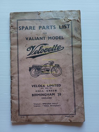 Velocette Valiant 200 1958 catalogo ricambi Inglese originale