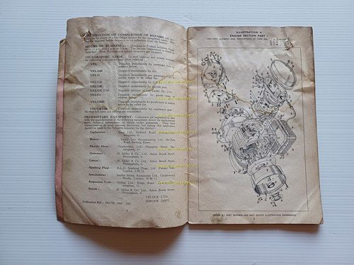 Velocette Valiant 200 1958 catalogo ricambi Inglese originale