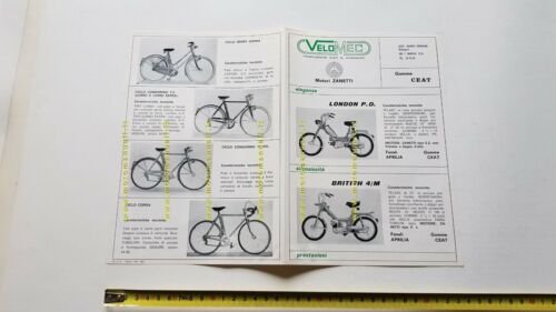 Velomec produzione ciclomotori tuboni bici 1971 depliant ITALIANO originale