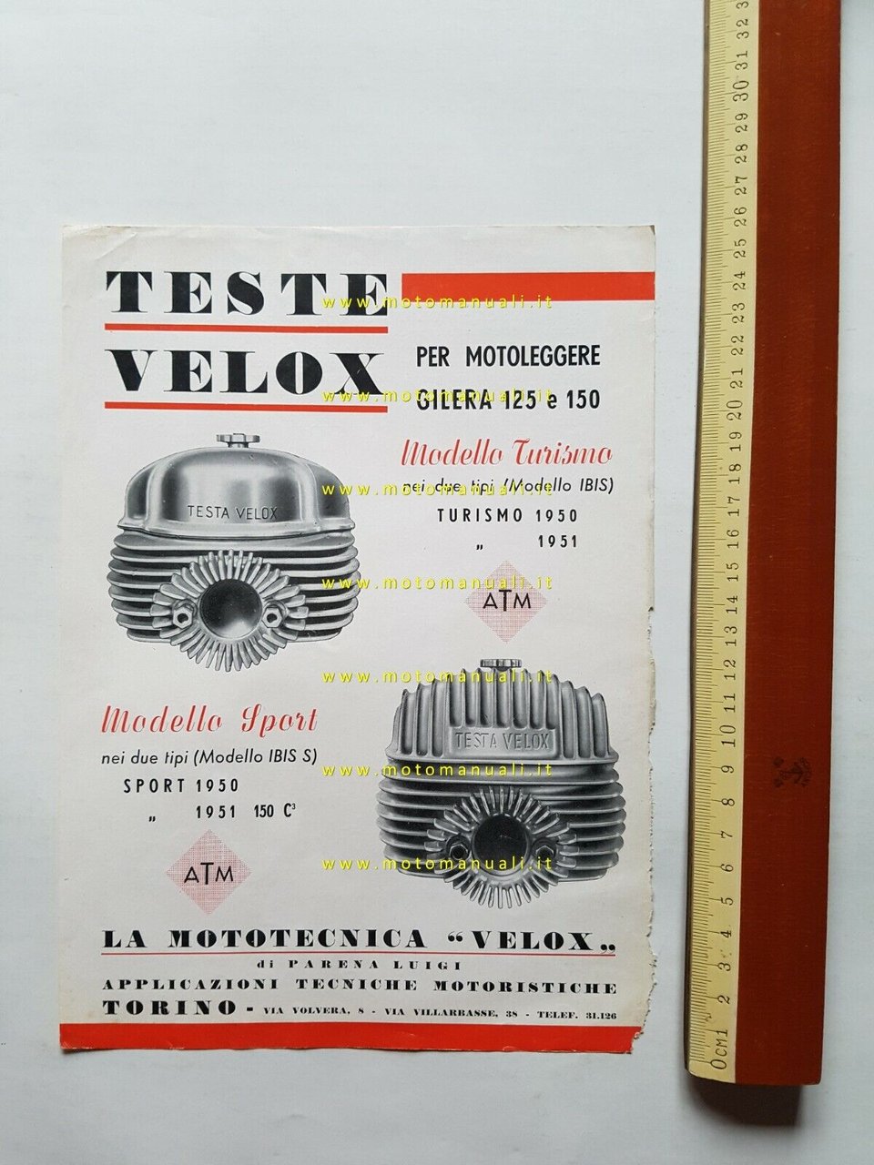 VELOX teste Turismo-Sport per Gilera 125 - 150 1951 depliant …