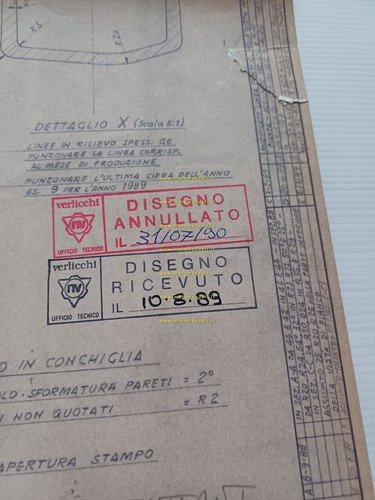 Verlicchi disegno quotato originale particolare forcellone Elefant 900 1989