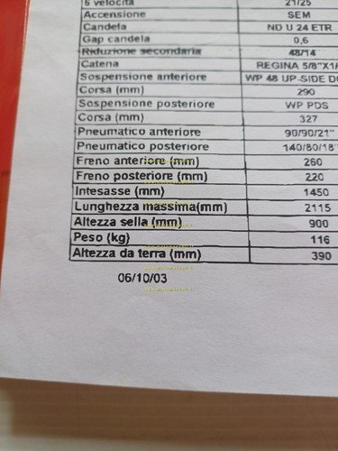 Vertemati 501 Cross Enduro Motard Racing 2003 depliant italiano originale