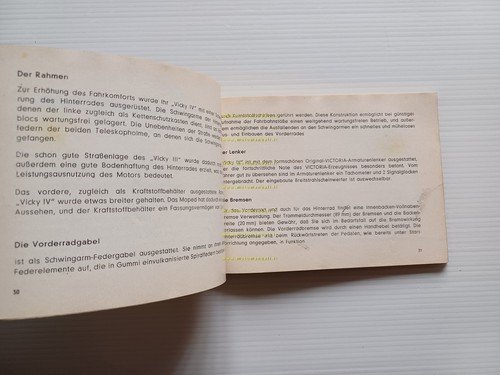 Victoria 50 Vicky IV 1956 manuale uso manutenzione originale TESTO …