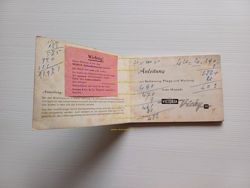 Victoria 50 Vicky IV 1956 manuale uso manutenzione originale TESTO …