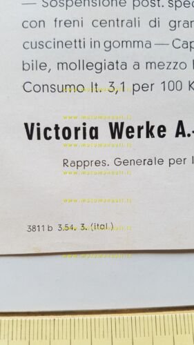 Victoria Aero KR 26 N 250 1954 depliant originale italiano