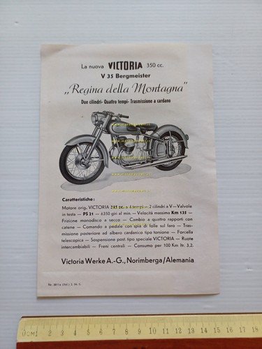Victoria Bergmeister 350 1954 depliant originale italiano