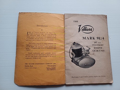 Villiers motore MK 9E/4 200 1955 manuale uso +cat. ricambi …