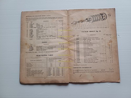 Villiers motore MK 9E/4 200 1955 manuale uso +cat. ricambi …