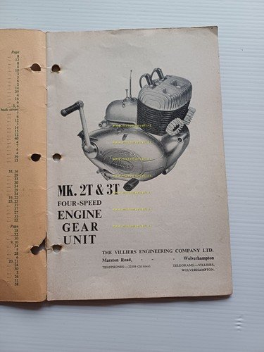 Villiers motori 250 Mark 2T-350 Mark 3T 1960 manuale uso …
