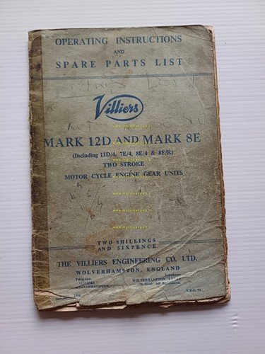Villiers motori MARK 12D 125 - 8E 200 1958 manuale …