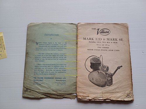 Villiers motori MARK 12D 125 - 8E 200 1958 manuale …