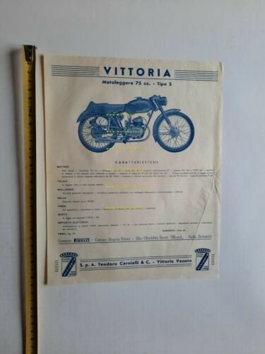 Vittoria Carnielli 75 S 1952 depliant moto originale ITALIANO brochure