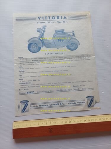 Vittoria Carnielli scooter 125 L 1953 depliant italiano originale